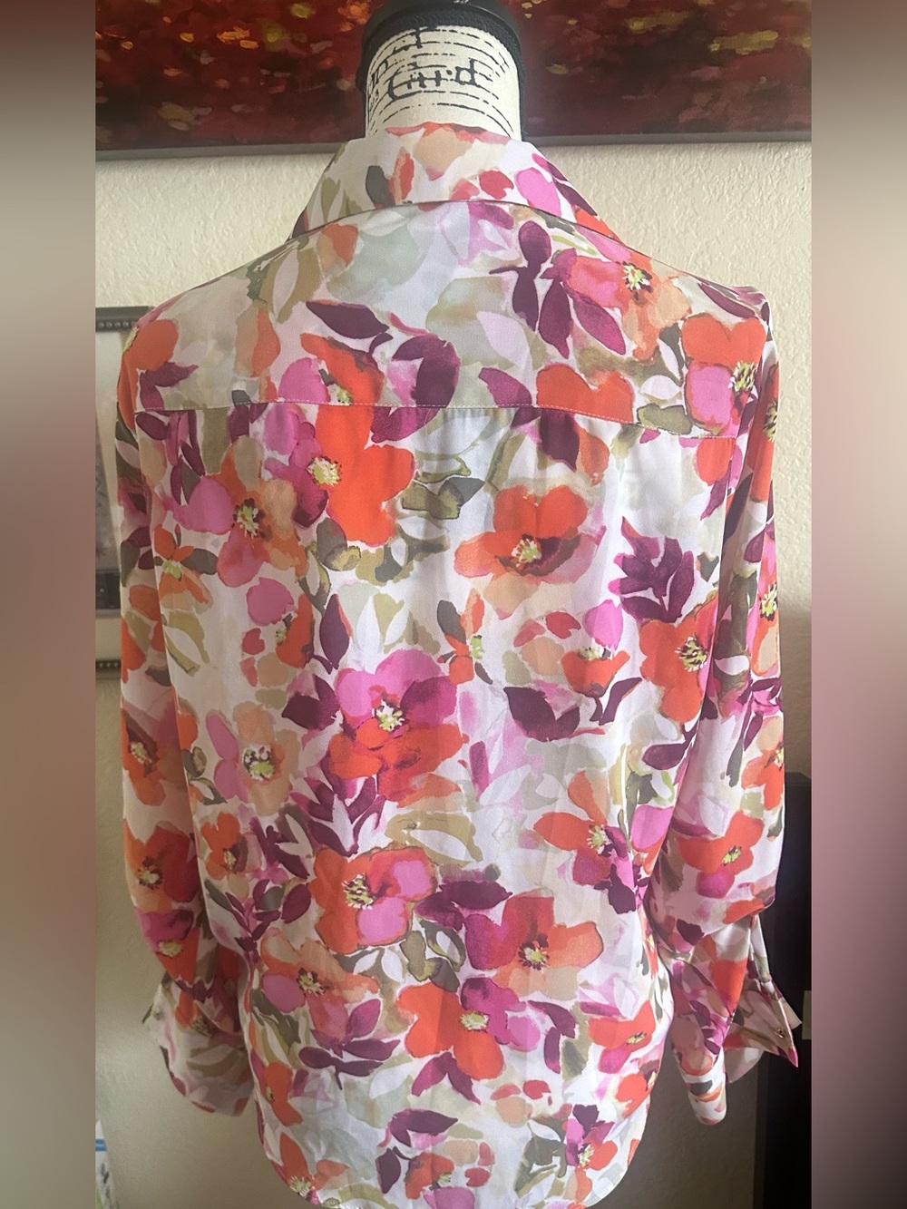 Floral Button-Down Shirt - Pink & Orange - Picture 6 of 7